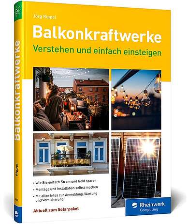 Verschiedene Bilder von Balkonkraftwerken auf dem Cover