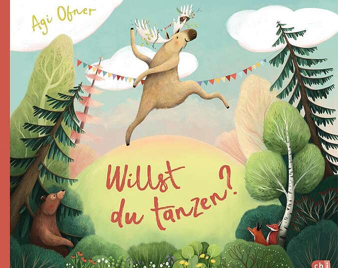 Der Hirsch tanzt im Wald.