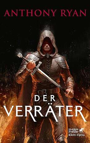 Mann mit Kapuze der ein Schwert zieht.