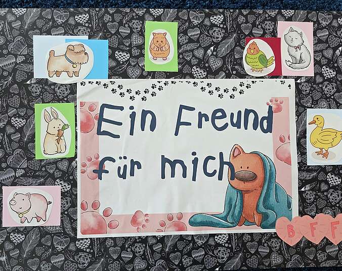 Eine Collage von mehreren gezeichneten Tieren.