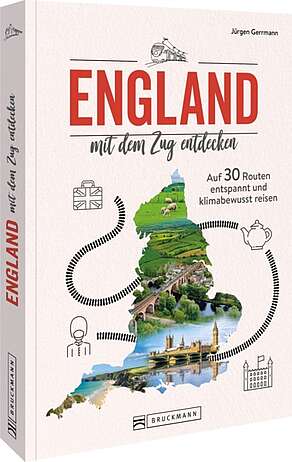 Bilder von England mit dem Kartografischen Umriss der Insel, dazu der Titel des Buches.