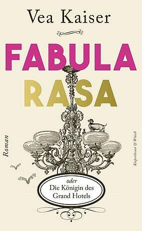 Zeichnung eines Kronleuchters auf dem ein Hund steht.