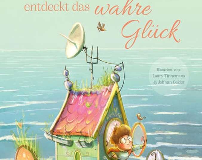 Die kleine Miss Millionärin schaut aus einem Fenster aufs Meer.