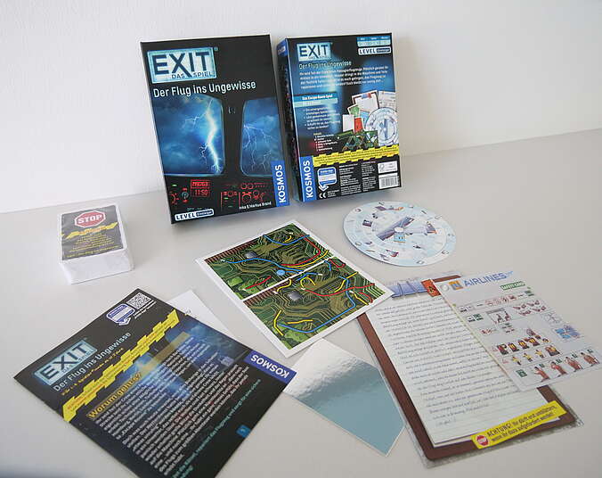 Das Exit Spiel mit den Komponenten und der Box