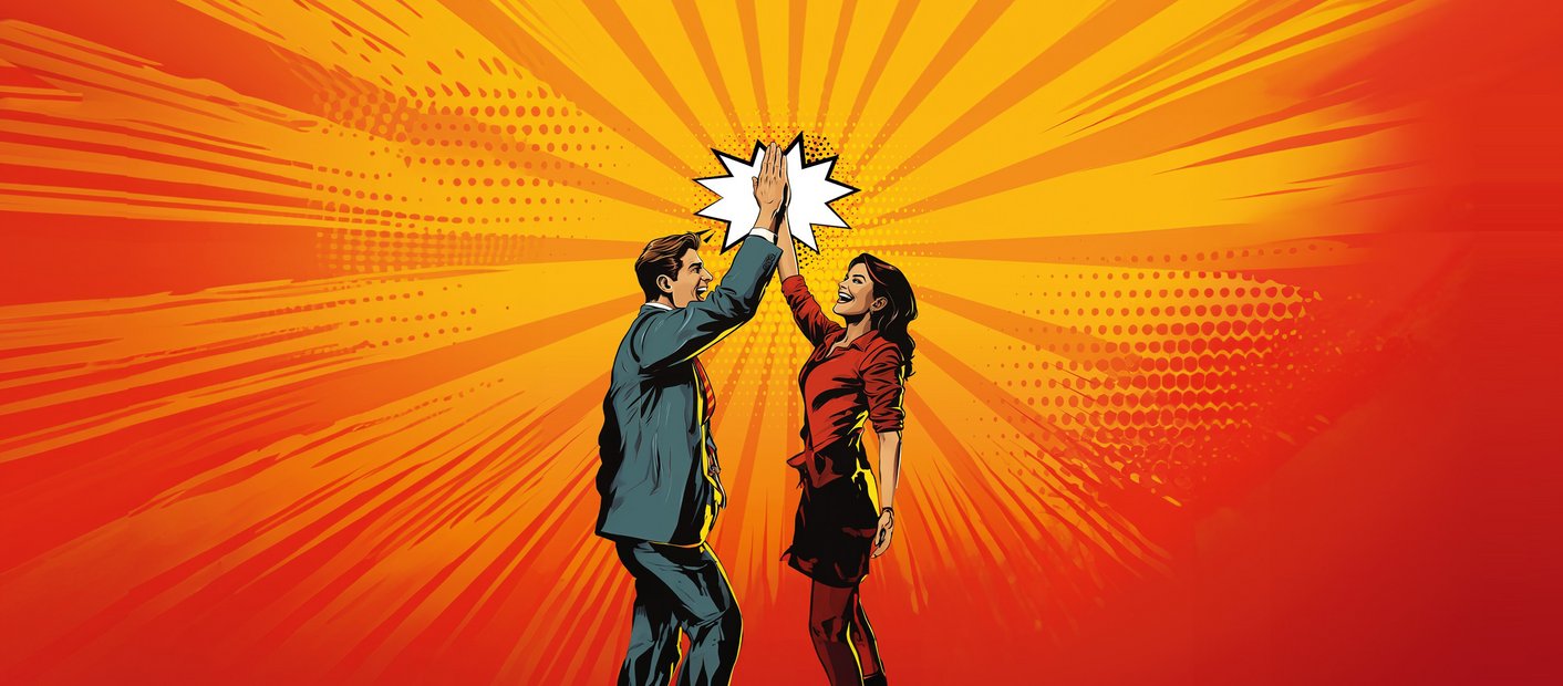 Team-Motiv: Zwei Menschen schlagen die Hände zusammen