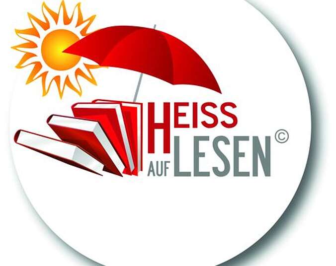 Logo von Heiß auf Lesen, Bücher unter einem Sonnenschirm