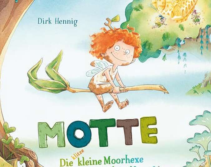 Motte fliegt auf ihrem Besen